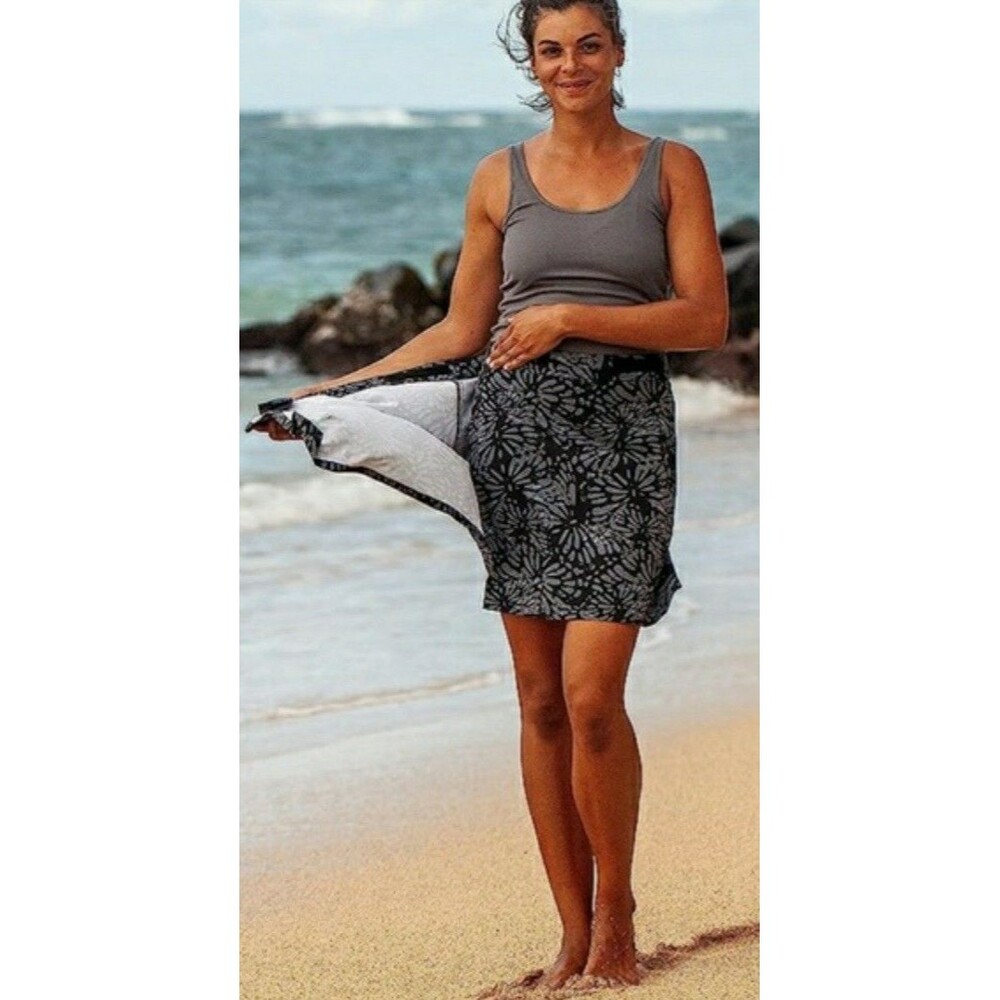 Ripskirt Hawaii Wrap Skirt Sz Small (4-6) Shibori Butterfly Charcoal Black/Grey